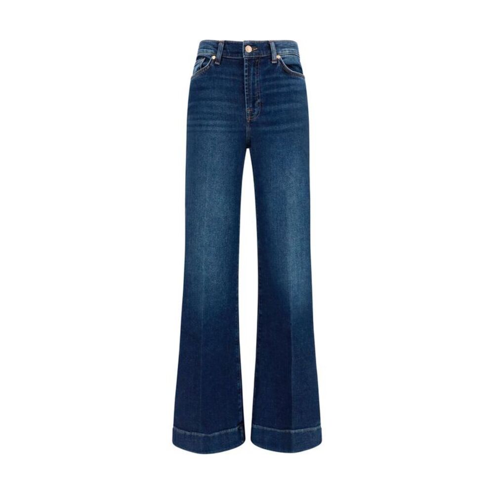 7FOR Blue Cotton Flared Women's Jeans